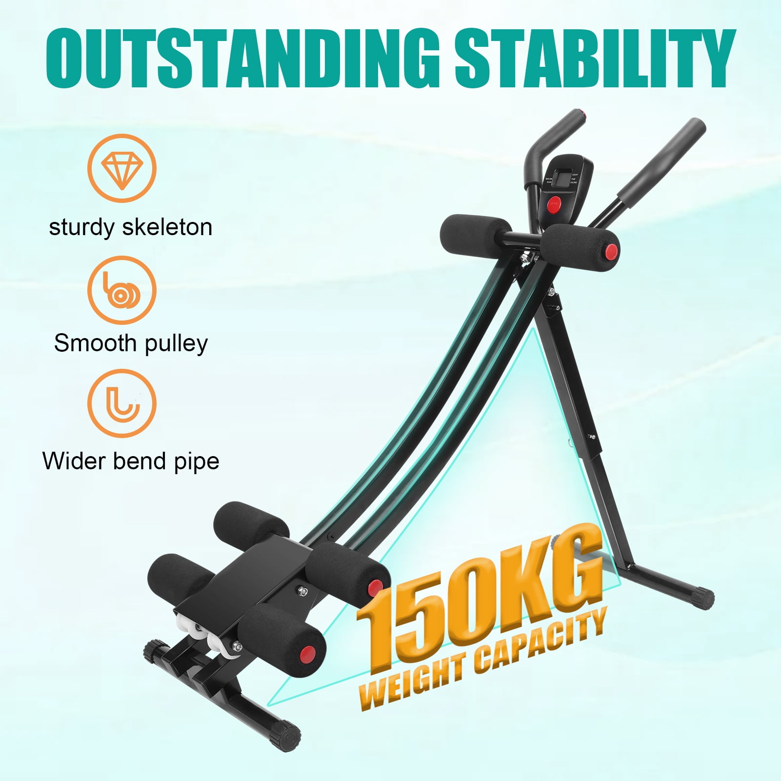 Aruwei Foldable Ab Machine, Ab Workout Equipment for Home Gym,Core & Abdominal Trainer Fitness Equipment Max 330 lbs with LCD Display