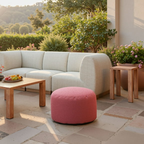 Aruz Ottoman Red Ottoman, Modern Style, Removable and washable cushion cover, 100% Polypropylene, Outdoor Living