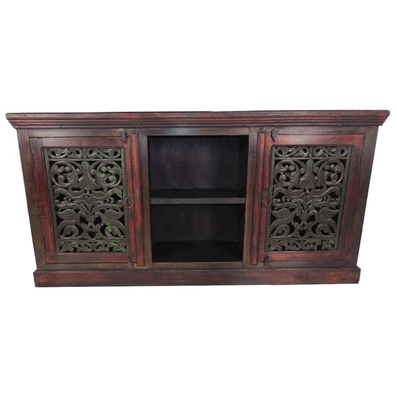 Arvada Mango Solid Wood 2 Door Hand-Carved Plasma/Buffet in Brown