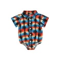 thumbnail image 1 of Arvbitana 0-24 Months Newborn Baby Boy Shirt Romper Cow Print Lapel Button Down Bodysuit Oversized Top Clothes, 1 of 8