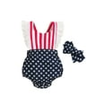 thumbnail image 1 of Arvbitana 2Pcs Newborn Baby Girls 4th of July Romper 3 6 9 12 18 Months Ruffle Striped Star American Flag Bodysuit Summer Clothes Headband Independence Day Set, 1 of 9