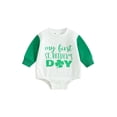 thumbnail image 1 of Arvbitana 3M 6M 12M 18M Baby Boys Girls Ireland Festivals Sweatshirt Romper Long Sleeve Shamrock Letter Print Jumpsuit Newborn Infant Casual Clothes Bodysuit, 1 of 9