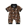 thumbnail image 1 of Arvbitana Baby Boys Gentleman Polo Romper Bull Head Print Short Sleeve Jumpsuit Shorts Summer Casual Bodysuit Soft Comfort Clothing for Newborn 0-18M, 1 of 9