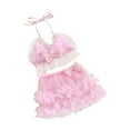 thumbnail image 1 of Arvbitana Baby Girls Bikini 2Pcs Swimsuits 6M 12M 18M 24M Sleeveless Halter Neck Tulle Cami Tops + PP Shorts Sets Infant Toddler Summer Bathing Suits  Beach Wear, 1 of 9