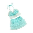 thumbnail image 1 of Arvbitana Baby Girls Bikini 2Pcs Swimsuits 6M 12M 18M 24M Sleeveless Halter Neck Tulle Cami Tops + PP Shorts Sets Infant Toddler Summer Bathing Suits  Beach Wear, 1 of 9
