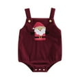 thumbnail image 1 of Arvbitana Baby Girls Boys Christmas Corduroy Overalls Santa Claus Tree Elk Embroidery Sleeveless Square Neck Sling Romper New Year Bodysuit for Casual Daily 0-18M, 1 of 9