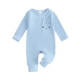 thumbnail image 1 of Arvbitana Baby Girls Boys Footless Rompers Long Sleeve Crew Neck Bunny Pocket Jumpsuits Newborn Casual Ribbed Bodysuit 3M 6M 12M 18M Infant Cute Easter Clothes, 1 of 9