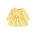 thumbnail image 1 of Arvbitana Baby Girls Casual Dresses Infant Long Sleeve Round Neck Button Ruffle Bow Flower Party A-line Dress 0M-24M, 1 of 9