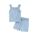 thumbnail image 1 of Arvbitana Baby Girls Shorts Sets Flower Embroidereds Camisoles Sleeveless Tank Tops Casual Drawstring Elastic Waist Shorts 3M 6M 12M 18M Infant Cute 2Pcs Knit Outfits, 1 of 8