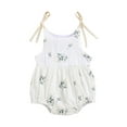 thumbnail image 1 of Arvbitana Baby Girls Sling Romper Sleeveless Plant Pattern Tie-up Bodysuit Summer Sweet Playsuit Clothes Set for Newborn 0-24M, 1 of 9