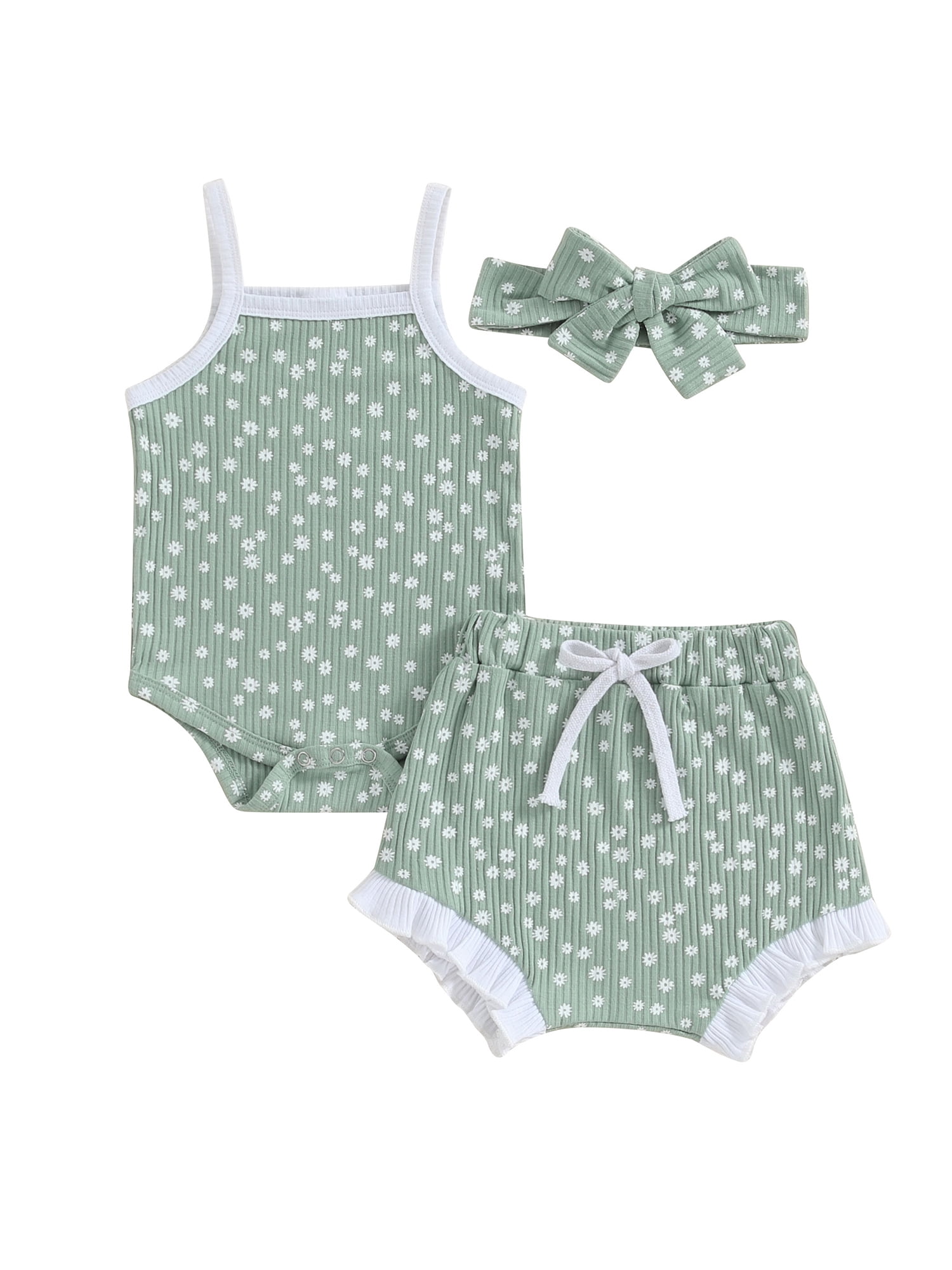 Baby Girls Summer Solid Colour Elastic Waist Cotton Shorts - Pink, White main image 0
