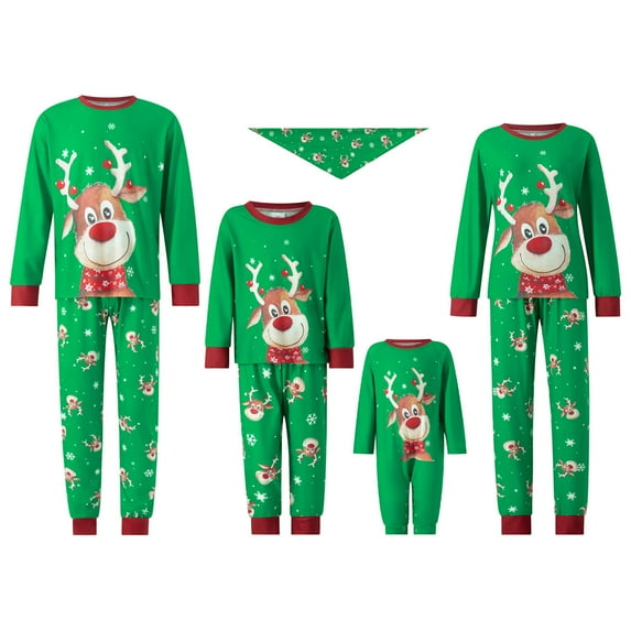 Arvbitana Christmas Family Matching Pajamas Set Long Sleeve Elk Print Tops Trousers Suit / Romper / Dog Wear Autumn Winter New Year Homewear Outfit for Adult Kid Baby Pet