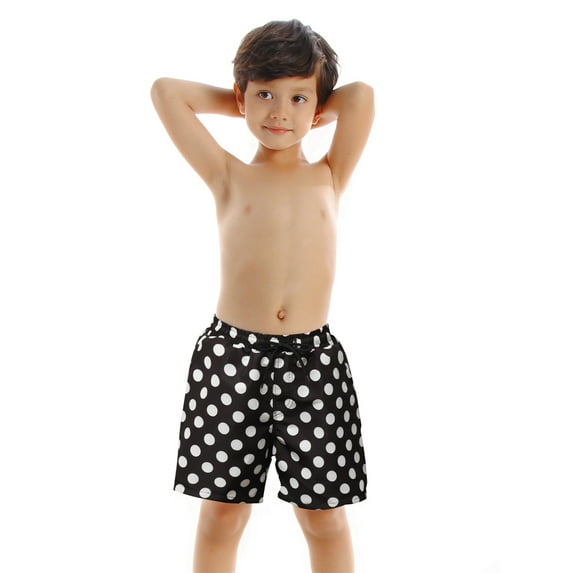 Arvbitana Family Matching Swimming Trunks Elastic Waist Polka Dot Plant Print Drawstring Beach Shorts Summer Loose Bathing Suit Board Shorts for Men Boys