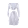 thumbnail image 1 of Arvbitana Female Knitted Dress Long Sleeve V-Neck Solid Color / Striped Hollow-out Backless Dresses Summer Crochet Swimsuit Cover Up Beachwear, 1 of 9