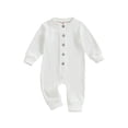 thumbnail image 1 of Arvbitana Infant Baby Boys Girls Knit Jumpsuits Long Sleeve Solid Color Buttons Romper Pants Newborn Casual Bodysuits 0M 3M 6M 9M 12M 18M, 1 of 7