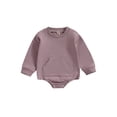thumbnail image 1 of Arvbitana Infant Baby Boys Girls Sweatshirts Romper Solid Color Long Sleeve Front Pocket Bodysuits Fall Casual Clothes for Toddler 0-3T, 1 of 7
