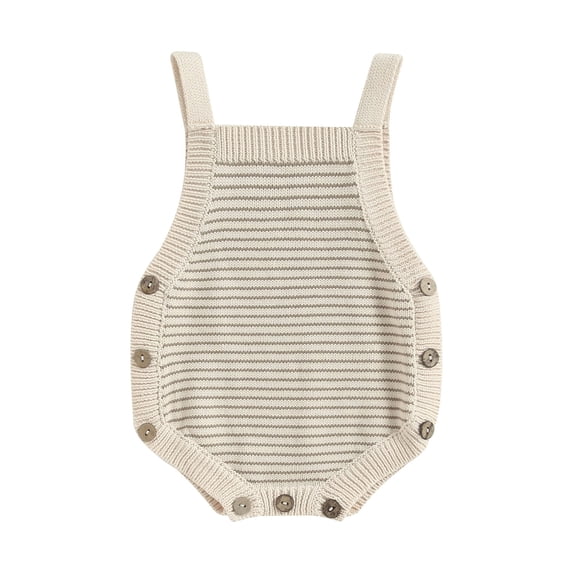 Arvbitana Infant Baby Girls Knit Sleeveless Romper Solid Color Ribbed Jumpsuit Button Bodysuit Newborn Summer Casual Clothes 0-24M
