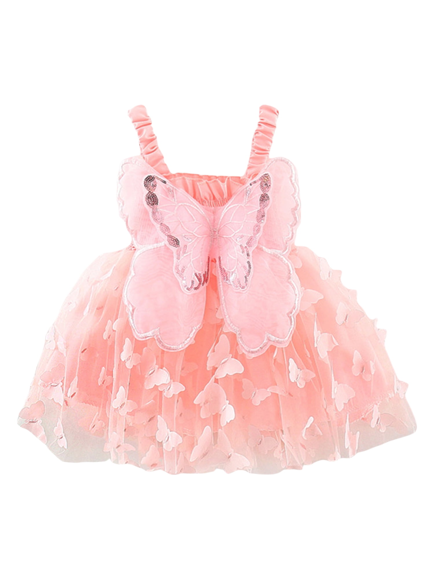 Summer Arrival Baby Girls Insects Pattern Fly Sleeves Dress