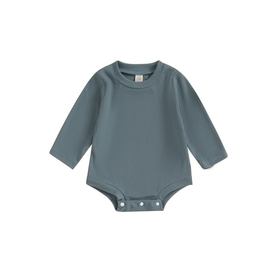 Arvbitana Infant Baby Solid Color Romper Casual Long Sleeve Ribbed Jumpsuit Newborn Oneise Bodysuits Loose Fit Clothes for Boys Girls