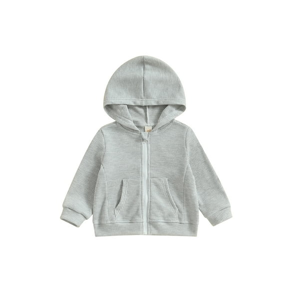 Arvbitana Kids Baby Girls Boys Zip Up Hoodies Solid Color Long Sleeve Hooded Sweatshirt Toddler Casual Jacket Outerwear 12M 18M 24M 3T 4T 5T