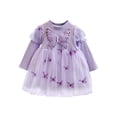 thumbnail image 1 of Arvbitana Kids Baby Girls Tulle Mini Dress Long Sleeve Butterfly Decor Mesh Patchwork A-line Dress Toddler Casual Princess Dress for Party 9M 12M 18M 24M 3T 4T, 1 of 8