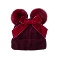 thumbnail image 1 of Arvbitana Kids Beanie Hat Bowknot Warm Stretchy Winter Cap Solid Knitted Beanie Hat, 1 of 7