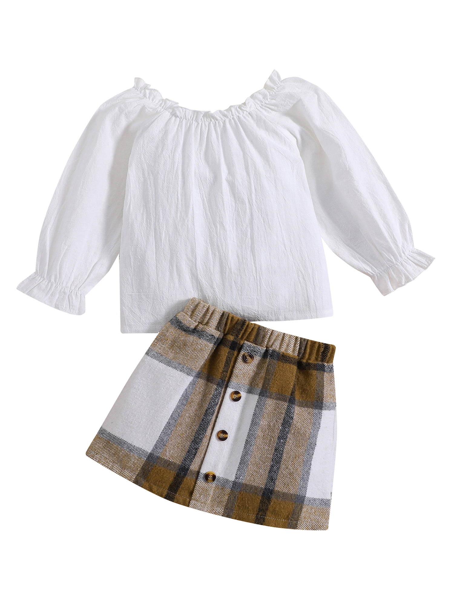 Toddler Girl Skirt Set Long Sleeve Knit Ribbed Turtleneck Shirt Tops...