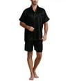 thumbnail image 1 of Arvbitana Men Summer Pajamas Set, Solid Color Short Sleeve Button Top+Short Pants Sleepwear Suit, 1 of 4