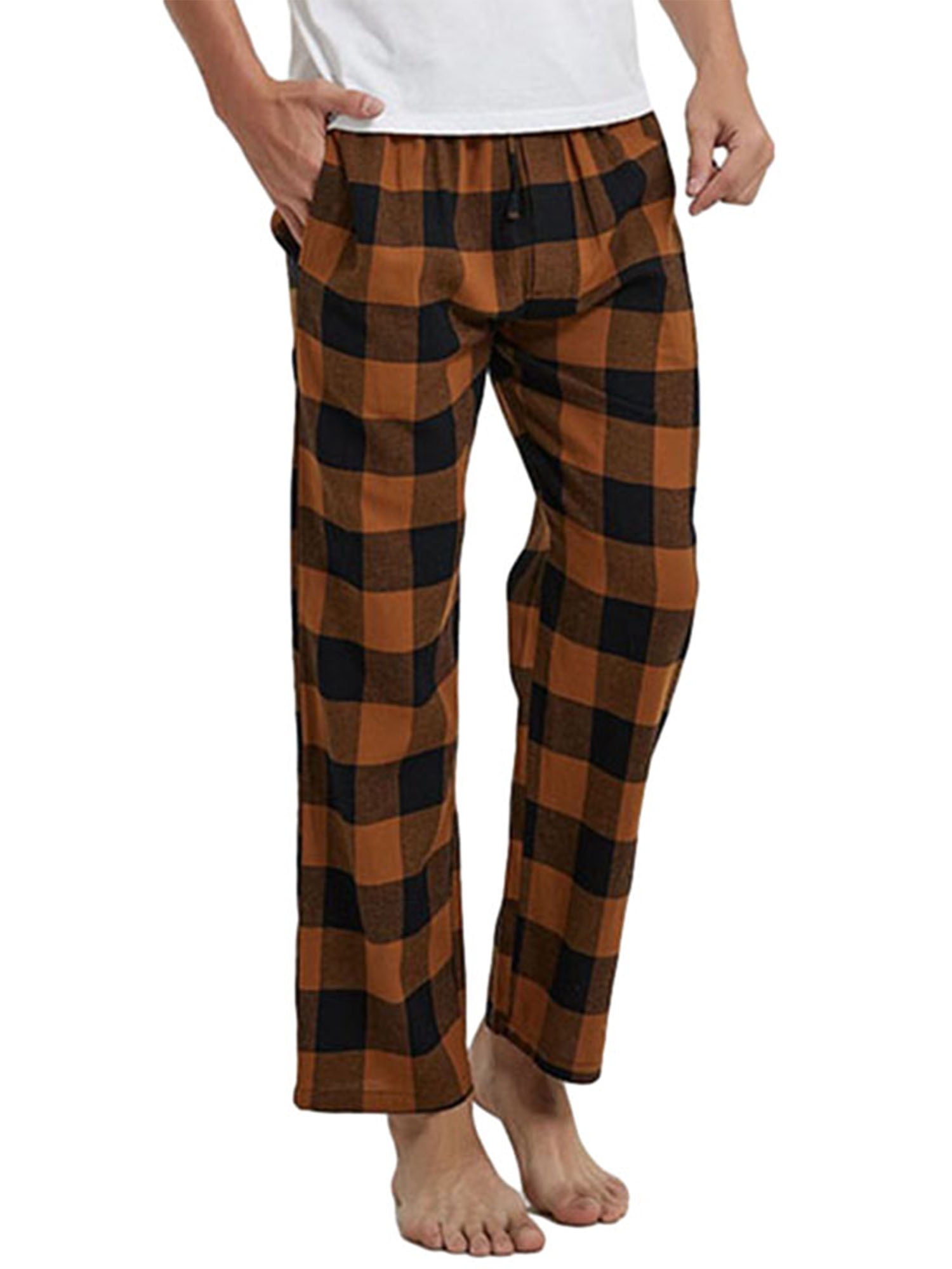 Arvbitana Men's Cotton Lounge Pants Plaid Drawstring Elastic Waist