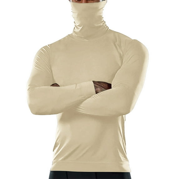Arvbitana Men's Solid Color Pullovers Long Sleeve Turtleneck Simple T-shirts Casual Basic Undershirt for Streetwear