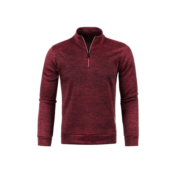 Arvbitana Men's Warm Pullover Top Long Sleeve Stand Collar Half Zipper Loose Casual Solid Color Sweatshirt Spring