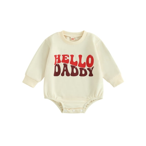 Arvbitana Newborn Baby Boy Girl Sweatshirt Romper Long Sleeve Letter Print Bodysuit Infant Toddler Casual Loose Jumpsuit Spring Fall Daily Clothes 6M 12M 18M 24M