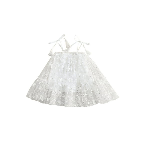Arvbitana Newborn Baby Girl Princess Sleeveless Dress Tie-up Shoulder Straps Floral Tulle Puff Dress Summer