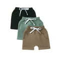 thumbnail image 1 of Arvbitana Toddler Baby Boys 3-Pack Shorts 6M 12M 18M 24M 3T Elastic Waist Rolled Hem Short Pants Solid Color Tie Front Joggers Infant Casual Summer Athletic Shorts, 1 of 7