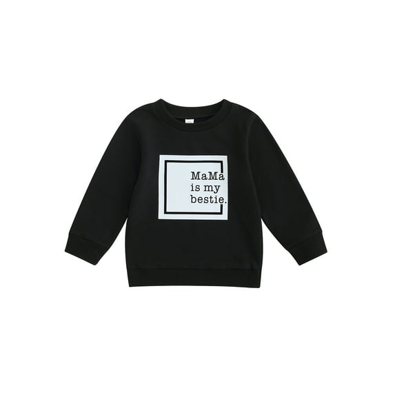 Arvbitana Toddler Baby Boys 3T 4T 5T 6T Casual Pullover Top Long Sleeve Letter Print Crew Neck Sweatshirt Little Boys Autumn Winter Clothes