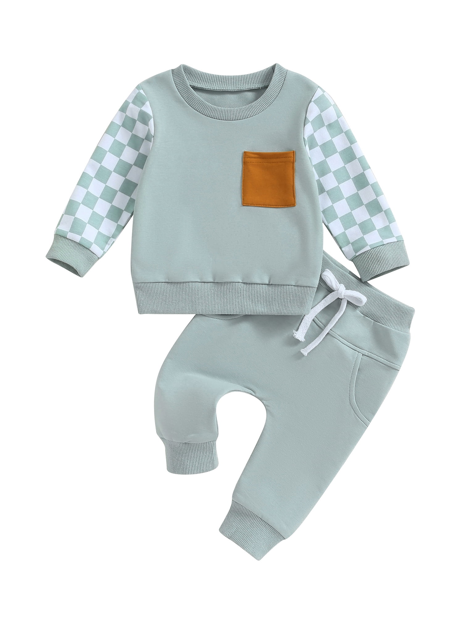 Arvbitana Toddler Baby Boys Autumn Clothes Checkerboard Pattern Long