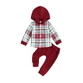 thumbnail image 1 of Arvbitana Toddler Baby Boys Fall 2Pcs Outfits Plaid Long Sleeve Buttons Hoodies Shirts + Solid Color Pants Sets Infant Boys Casual Clothes 3M 6M 12M 18M 24M 2T 3T, 1 of 8