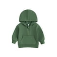 thumbnail image 1 of Arvbitana Toddler Baby Boys Girls Hooded Sweatshirt Solid Color Long Sleeve Half Zipper Front Pocket Hoodie Pullovers Infant Fall Clothes 0M 6M 12M 18M 24M 2T 3T, 1 of 8