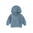 thumbnail image 1 of Arvbitana Toddler Baby Boys Girls Hooded Sweatshirt Solid Color Long Sleeve Half Zipper Front Pocket Hoodie Pullovers Infant Fall Clothes 0M 6M 12M 18M 24M 2T 3T, 1 of 8