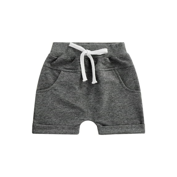 Arvbitana Toddler Baby Boys Solid Color Shorts Elastic Waist Tie-up Short Sweatpants Summer Casual Loose Pants for Kids 0-3T