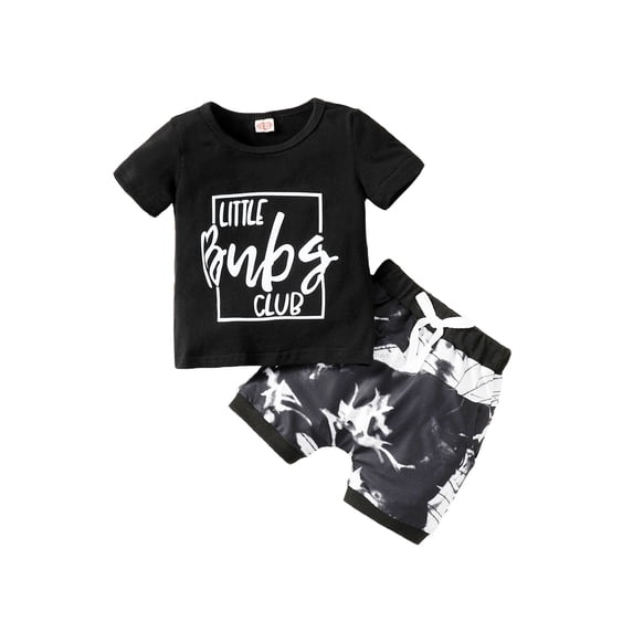 Arvbitana Toddler Baby Boys Summer Tie Dye Outfit Sets Short Sleeve Letter Print T-shirt Shorts