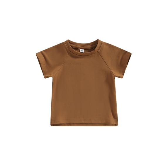 Arvbitana Toddler Baby Girls Boys Solid Color T-shirt Short Sleeve O Neck Sweatshirt Summer Casual Loose Pullover Top Basic Tee 6M-4T