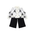 thumbnail image 1 of Arvbitana Toddler Baby Girls Elegant Pants Suit Long Sleeve Round Neck Buttons Cardigans + Knitted Flare Pants Casual Outfits for Child 2Pcs 18M-6T, 1 of 9