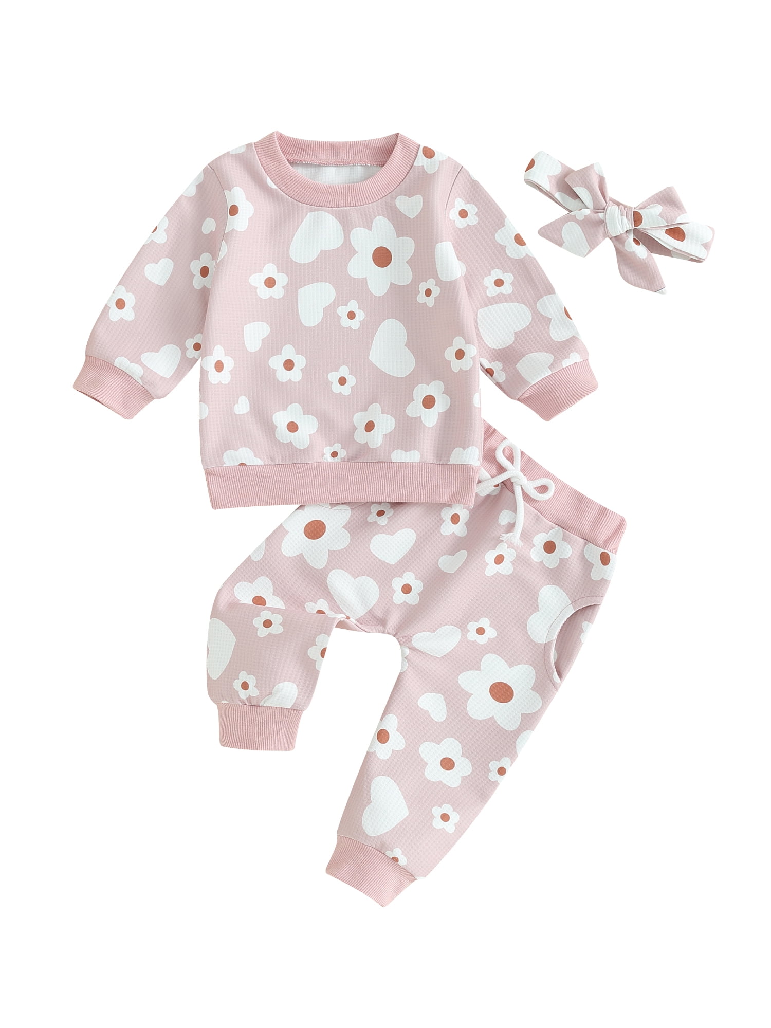 Arvbitana Toddler Baby Girls Pants Set Floral Print Long Sleeve Crew