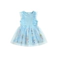 thumbnail image 1 of Arvbitana Toddler Baby Girls Princess Dress Sleeveless Ruffle Floral Print Patchwork Tulle Dresses Summer Lovely Outfits for Daily Party Wear 12M-5T, 1 of 9