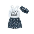 thumbnail image 1 of Arvbitana Toddler Baby Girls Summer Outfits Bull Head Print Sleeveless Strap Tops + Shorts + Headband Western Shorts Set 3Pcs 18M-6T, 1 of 9
