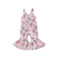 thumbnail image 1 of Arvbitana Toddler Baby Girls Valentine’s Day Overalls Sleeveless Square Neck Heart Print Suspender Flare Pants Spring Cute Sweet Jumpsuit for Child 12M-5T, 1 of 9