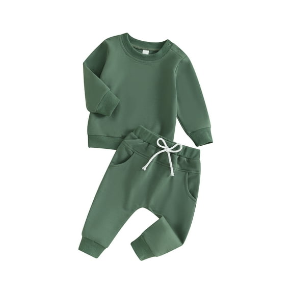 Arvbitana Toddler Boys Long Pants Sets Long Sleeve Sweatshirt + Elastic Trousers 2Pcs Tracksuit Infant Baby Casual Outfits for Spring Autumn 6M 12M 18M 24M 3T 4T