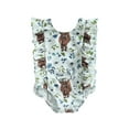 thumbnail image 1 of Arvbitana Toddler Girl One-piece Swimsuit Baby Sleeveless Ruffle Swimwear Kid Cow Floral Print  Bathing Suit 1T-5T, 1 of 8