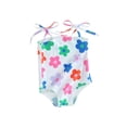 thumbnail image 1 of Arvbitana Toddler Girls Romper Swimsuit Sleeveless Flower Print Bodysuit Swimwear Infant Square Neck Tie-up Bathing Suit 6M 12M 18M 24M 3T 4T Kids Summer Beach Wear, 1 of 8